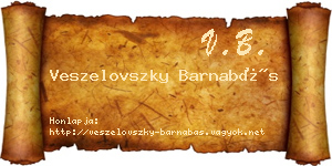 Veszelovszky Barnabás névjegykártya